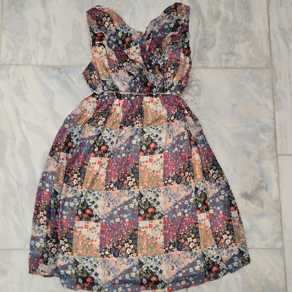 Jessica Simpson Patchwork LookMulticolor Floral Midi Dress